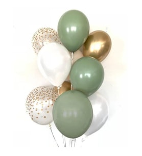 10 Adet Küf Yeşilli Balon Demeti Latex Balon