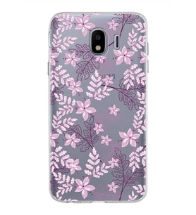 Samsung Galaxy J4 Kapak Floral Pudra Tasarımlı Şeffaf Silikon Kılıf