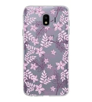 Samsung Galaxy J4 Kapak Floral Pudra Tasarımlı Şeffaf Silikon Kılıf