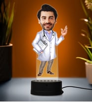Doğum Günü Hediyesi,Sevgiliye Hediye, Kişiye Özel Fotoğraflı Doktor Karikatür 3D Led Lamba (Beyaz)