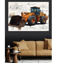 İş Makinesi Dozer Teknik Çizim Dekoratif Kanvas - Mdf Ahşap Tablo