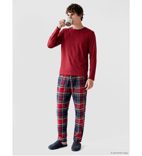 LC WAIKIKI Bordo Regular Fit Ekose Erkek Pijama Alt