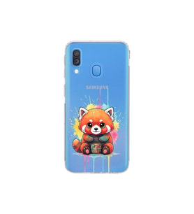 Samsung Galaxy A40 ile Uyumlu Splash Tilki Tasarımlı Şeffaf Silikon Kılıf