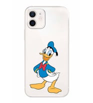 Apple iPhone 12 Uyumlu Kamera Korumalı Tıpalı Kapak Donald Duck TasarımlıŞeffaf Kılıf