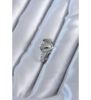 pilelistore Gümüş Renk Pirinç Zirkon Taşlı Kalp Model Kadın Yüzük - TJ-BYK2820