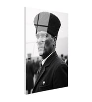 Tamperli Gerçek Cam Tablo Atatürk Kalpaklı Cephe Bakış Atatürk Tablosu Duvar Dekoru