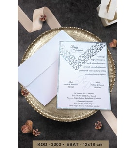 Düğün Nişan Nikah Kına Davetiyesi 3303 Baskı Dahil