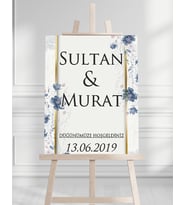 Söz Nişan Düğün İçin 50x70 Karşılama Panosu - Renkli Çiçek Tasarımlı 3