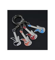 Gitar Metal Taşlı Renkli Anahtarlık (Çok Renkli)