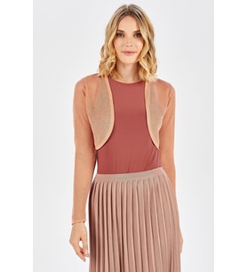 Peraluna BUTTERFLY BOLERO File Örgü Uzun Kol Triko Kadın Bolero - Somon