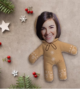 BK Gift Kişiye Özel Fotoğraflı Kurabiye Adam Kostümlü Kadın Bebek Yastık-5