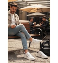 Enoch Erkek Günlük Spor Ayakkabı Kalın Tabanlı Sneaker Çift Şeritli Modern Court Modeli