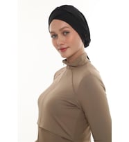 Siyah Pratik Hazır Geçmeli Deniz Havuz Bonesi Swimmy Çapraz 2508_01