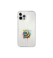 iPhone 12 Pro Max ile uyumlu Splash arı tasarımlı şeffaf silikon kılıf
