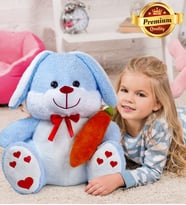 PANDAMKEE 100 Cm Elinde Havuç Tutan Tavşan (Mavi)