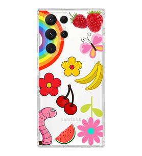 PrintiFy Samsung Galaxy S22 Ultra ile Uyumlu 1mm Slim Fit Water Color 5 Baskılı Şeffaf  Kılıf