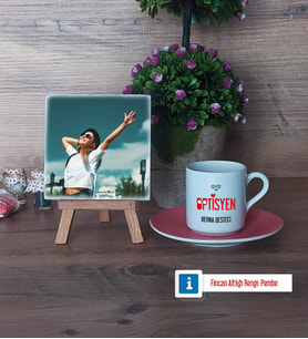 Optisyen Fotoğraflı Dekoratif Taş, Ahşap Altlıklı Türk Kahvesi Fincanı Hediye (Model 6)