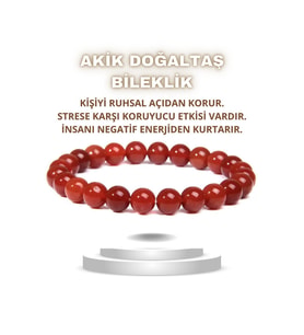 Akik Kırmızı Doğal Taş Bileklik ( Nazara Karşı Koruma ) 8 Mm % 100 Gerçek