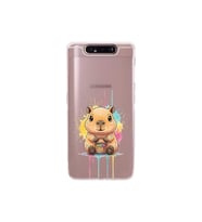 Samsung Galaxy A90 ile Uyumlu Splash Kapibara Tasarımlı Şeffaf Silikon Kılıf