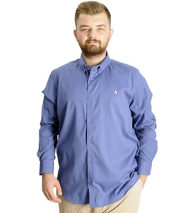 Mode XL Büyük Beden Erkek Gömlek U.Kol Tom Oxford 23303 İndigo