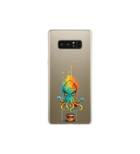 Samsung Galaxy Note 8 ile uyumlu Splash ahtapot tasarımlı şeffaf silikon kılıf