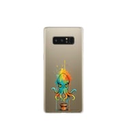 Samsung Galaxy Note 8 ile uyumlu Splash ahtapot tasarımlı şeffaf silikon kılıf