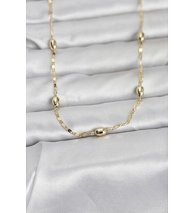 CM 14K Gold Renk Damla Topçuklu Zincir Model 60 cm Kadın Kolye - TJ-BKO10977