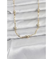 CM 14K Gold Renk Damla Topçuklu Zincir Model 60 cm Kadın Kolye - TJ-BKO10977