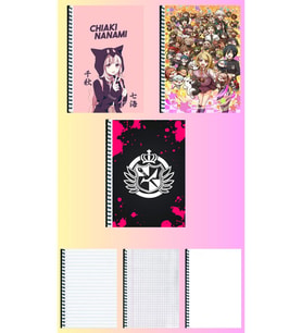 Danganronpa A4 defter 3 adet çizgili + kareli + çizgisiz büyük boy 21*29 cm süper set