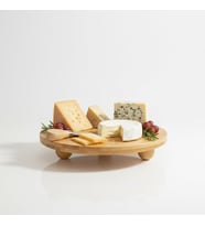 Bambu Top Ayaklı Yuvarlak Sunumluk – 25cm Çap Seçenekli Doğal Ahşap Servis Tabağı Peynir, Meze, Kek Standı, Kahvaltı ve Charcuterie Board Yükseltilmiş Masaüstü Tepsi (25 CM)