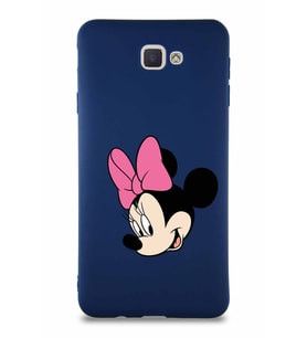 Samsung Galaxy J7 Prime Soft Premier Kapak Minnie Mouse-B Tasarımlı Silikon Kılıf - Lacivert (Şeffaf)