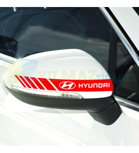 Hyundai Logo Yan Dikiz Ayna Şerit Oto Sticker Etiket Yapıştırma Çıkartma 3 Çift ( 20 X 2 Cm Ölçü )