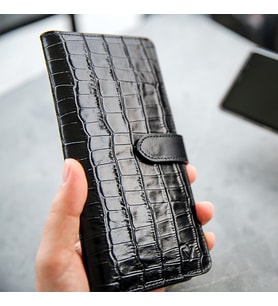 RİCH SMİTH ® GERÇEK DERİ PORTFÖY (TELEFON KILIFI) İNCE CÜZDAN / 4230 SİYAH (TİMSAH)