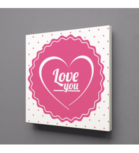 PEMBE LOVE YOU KANVAS TABLO 100x100cm (Karışık)