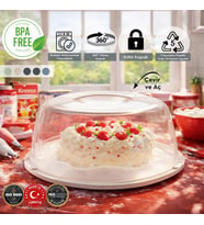 Büyük Boy, Geçmeli Kilitli, Kapaklı ve Kulplu Yaş Pasta, Kek Taşıyıcı, Yuvarlak Fanus, BPA İçermeyen Kek Fanusu, Börek, Çörek Saklama Kabı, Cupcake, Turta, Kurabiye Taşıma Kutusu (Lacivert)