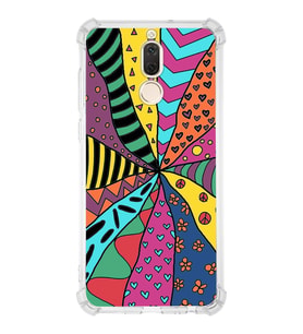 PrintiFy Huawei Mate 10 Lite Uyumlu Retro Color 4 Baskılı Şeffaf Köşe Korumalı Antişok Kılıf