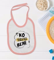 BK Kids Ko Verun Beni Tasarımlı Pembe Bebek Mama Önlüğü-1