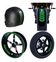 Moto Rider 4'lü Sticker Seti Orman Yeşili İç Dış Jant Şeridi Kask ve Çamurluk Çı