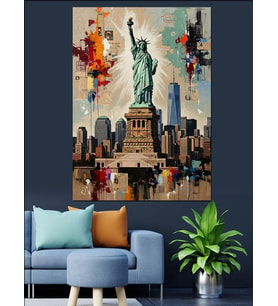 Özgürlük Anıtı New York Sanatı Dekoratif Kanvas - Mdf Ahşap Tablo