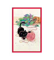 Sevimli Kedi Temalı Dekoratif Tasarım Kart – Hediye Not Kartı Ve Kartpostal  10x15 Cm (Beyaz-İndigo-Siyah-Kırmızı-Bej)
