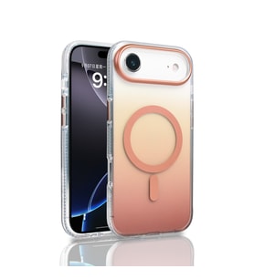 Apple iPhone 17 Air Uyumlu Kılıf M-safe Şarj Özellikli Transparan Renk Geçişli Zore Toros Kapak (Rose Gold Altın)