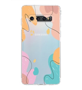 Samsung Galaxy S10 Uyumlu Kamera Korumalı Kapak Karışık Renkler Tasarımlı  Şeffaf  Kılıf
