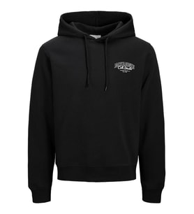 Jack & Jones JJMAKOTO Sweat Hood Erkek Kapüşonlu Sweatshirt - Konforlu ve Modern (Siyah)
