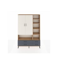 Arges Dolap 10 Raflı 4 Çekmeceli 2 Kapaklı 132x30x195 Çam-Aytaşı/Antrasit
