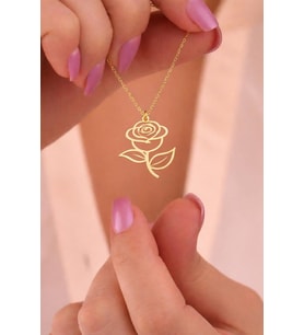 Kişiye Özel 925 Ayar Gümüş Minimal Gül Model Kolye (Gold)