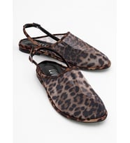 Mıcam 8040 Kadın Tüllü Arka Açık Düz Topuklu Sandalet (Leopar)