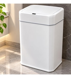 Litre Sensörlü Çöp Kovası, Otomatik Temassız Akıllı Çöp Kutusu, Sessiz Kapanan, 2 AA Pille Çalışan, Hijyenik Mutfak, Banyo ve Ofis Çöp Kovası Beyaz