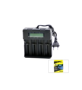 4LÜ PİL ŞARJ ALETİ 3000mA 4.2V FİŞLİ=AC 100-240V ETC - 26650 - 18650 - 16340 (4915)