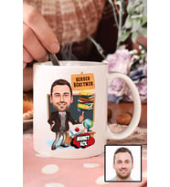 Erkek Rehber Öğretmene Hediye Karikatürlü Beyaz Kupa Bardak