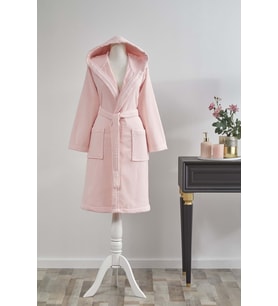 Özdilek 15 Yaş Kız Çocuk Kapüşonlu Kadife Pamuk Bornoz-Bright Pembe